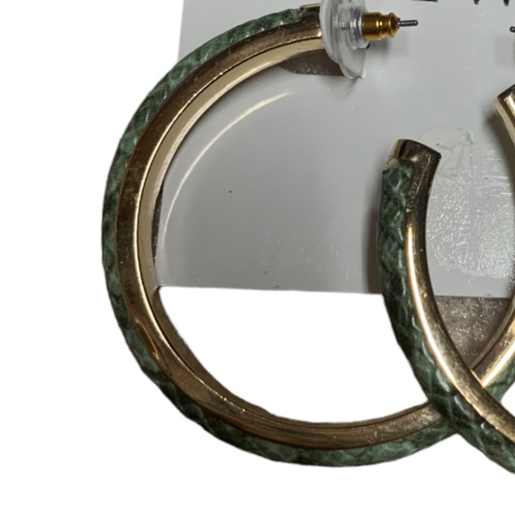 Nine West Womens Green Snake Skin Patterned Kylie Big Hoop Earrings Wife Gift - Picture 6 of 6